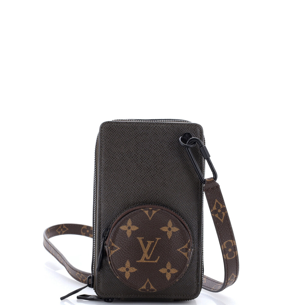 Louis Vuitton Phone Box Bag Taiga Leather with Monogram Canvas